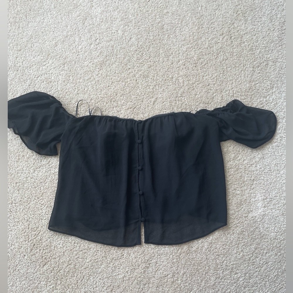 Guess Los Angeles Off the Shoulder Corset Top Black